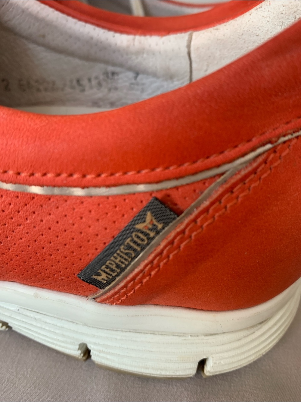 Mephisto Women’s Orange Leather Lace-Up Sneakers - Picture 5 of 9